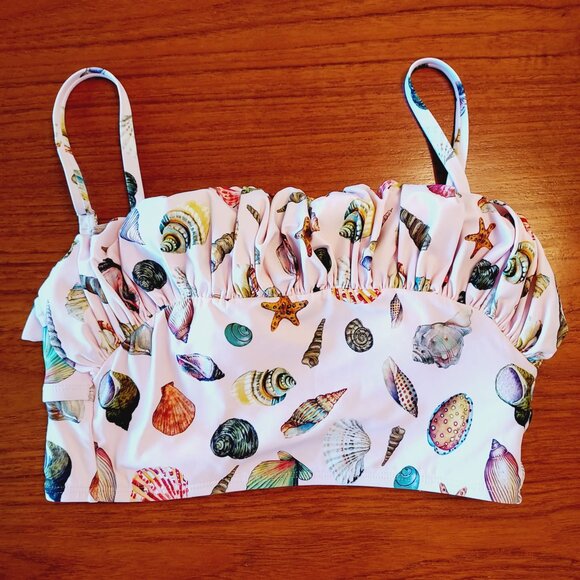 Antonio Melani x Jennifer Sumko Pink Shells Print Bikini Bandeau Top Swimsuit - Picture 5 of 5